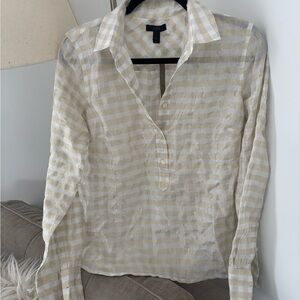 J. Crew Gold and White Long Sleeve Button Down Shirt